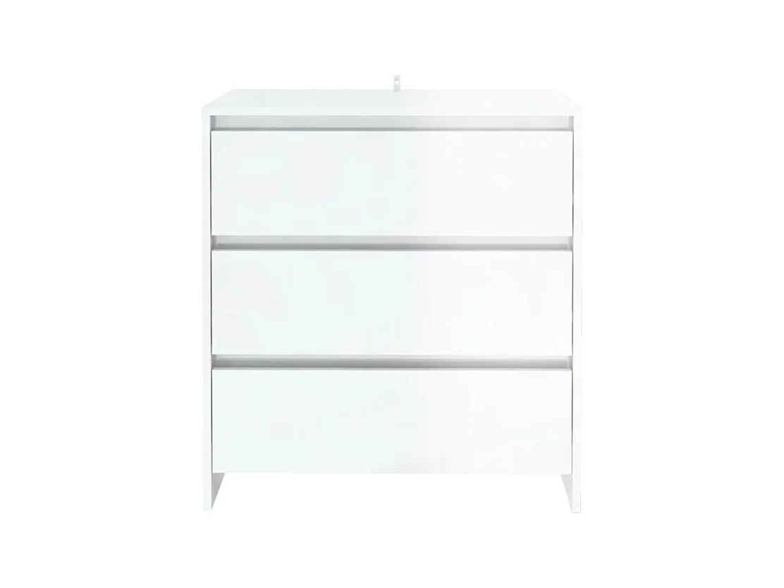 Commode 3 tiroirs en bois Klary 70cm - intemporelle et fonctionnelle-Couleur Blanc brillant