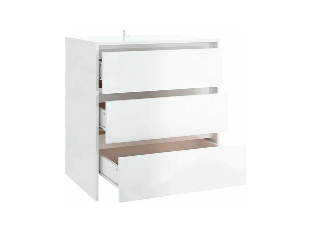 Commode 3 tiroirs en bois Klary 70cm - intemporelle et fonctionnelle-Couleur Blanc brillant