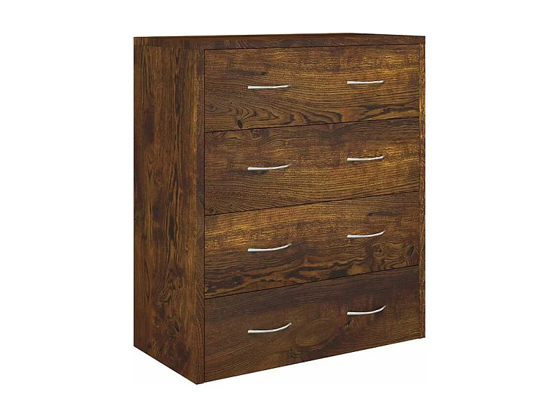 Commode 4 tiroirs Chikee 60cm - Bois d'ingénierie-Couleur Marron fumé