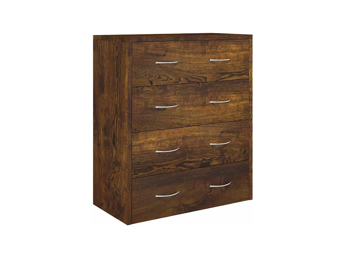 Commode 4 tiroirs Chikee 60cm - Bois d'ingénierie-Couleur Marron fumé