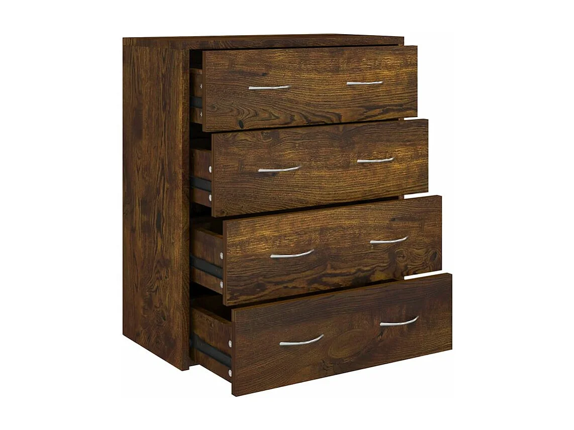 Commode 4 tiroirs Chikee 60cm - Bois d'ingénierie-Couleur Marron fumé