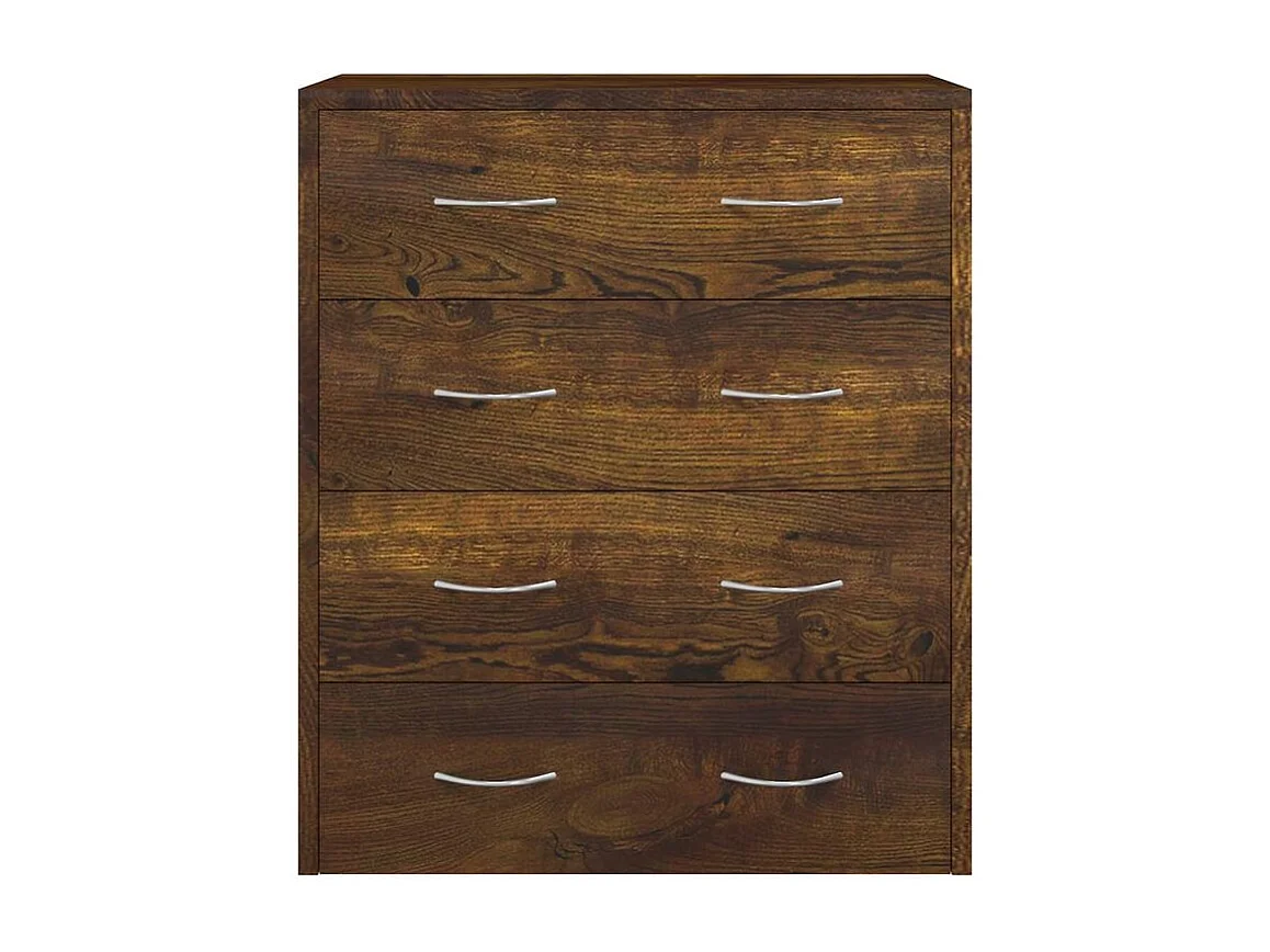 Commode 4 tiroirs Chikee 60cm - Bois d'ingénierie-Couleur Marron fumé