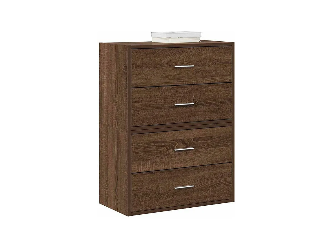 Armoires avec 2 tiroirs 2 pcs chêne marron bois d'ingénierie