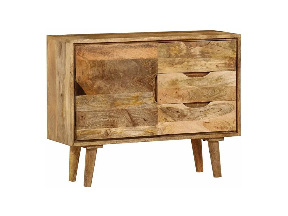 Commode 3 tiroirs 1 porte manguier massif clair Sopra