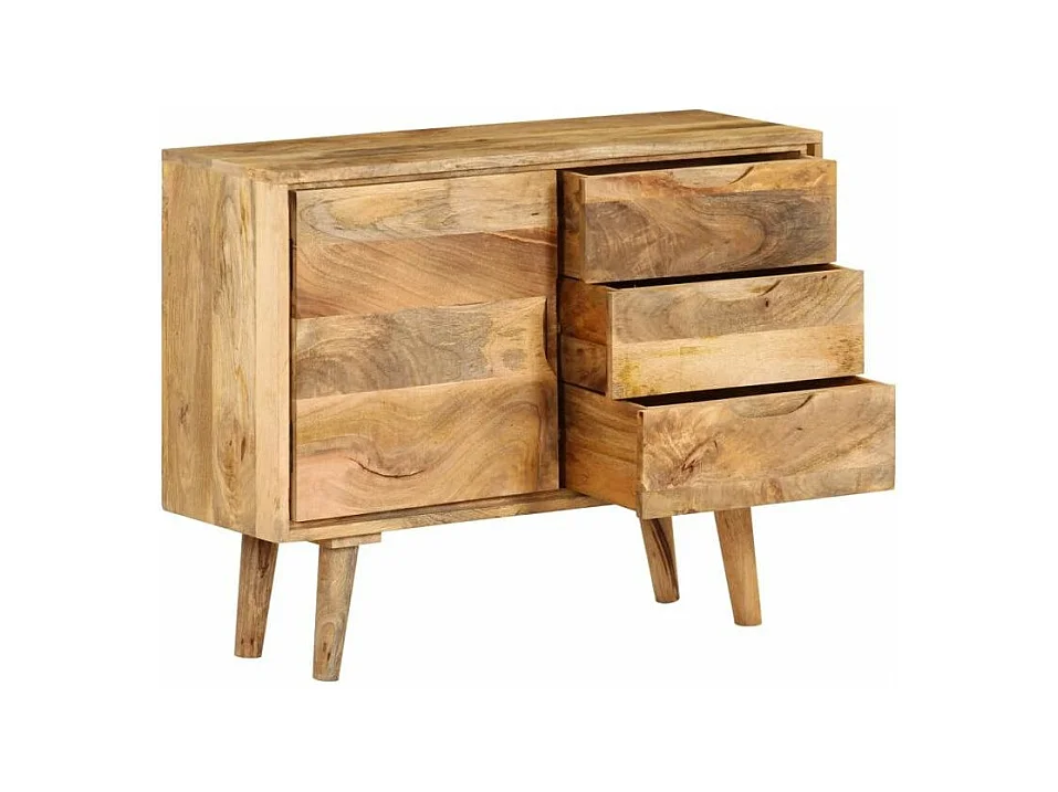 Commode 3 tiroirs 1 porte manguier massif clair Sopra