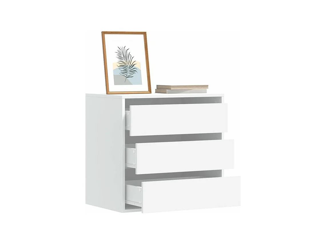 Petite commode 3 tiroirs Basko 60cm - Fonctionnelle pour petit espace-Couleur Blanc