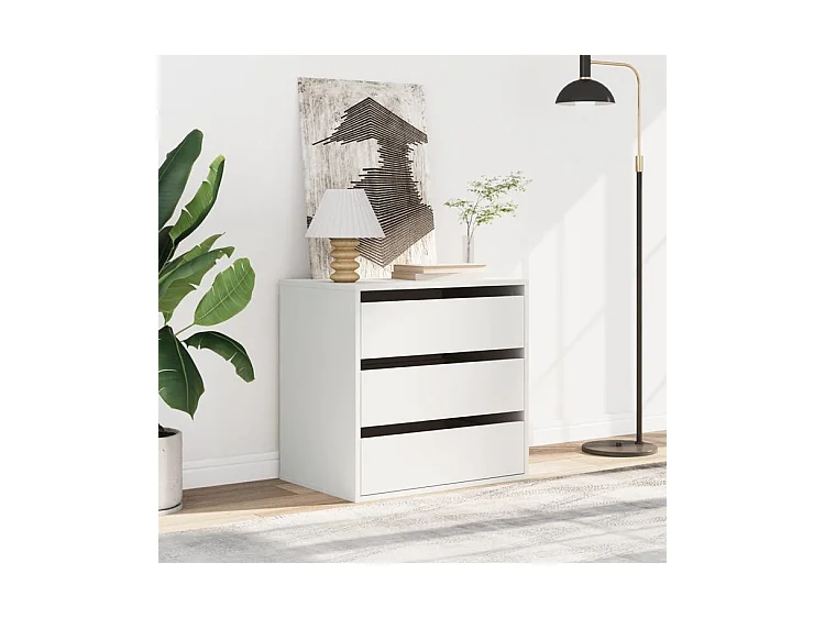 Petite commode 3 tiroirs Basko 60cm - Fonctionnelle pour petit espace-Couleur Blanc