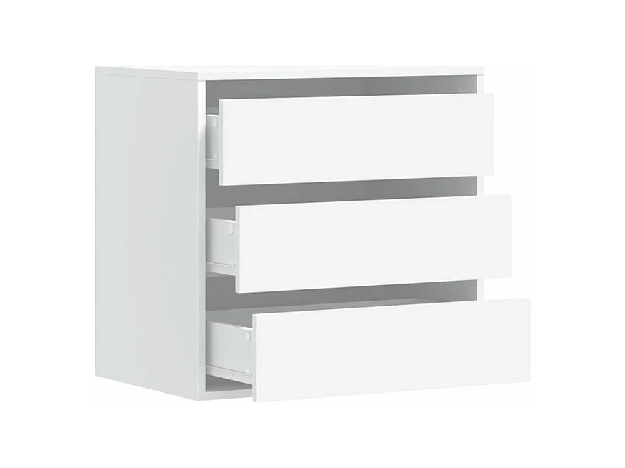 Petite commode 3 tiroirs Basko 60cm - Fonctionnelle pour petit espace-Couleur Blanc