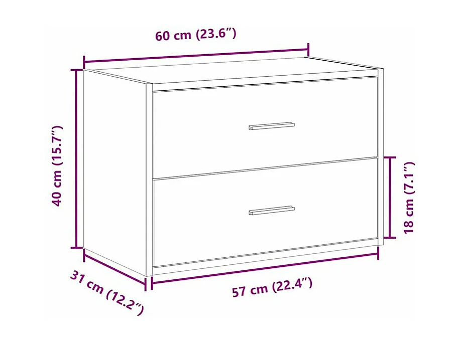 Armoire avec 2 tiroirs chêne sonoma 60x31x40 bois ingénierie