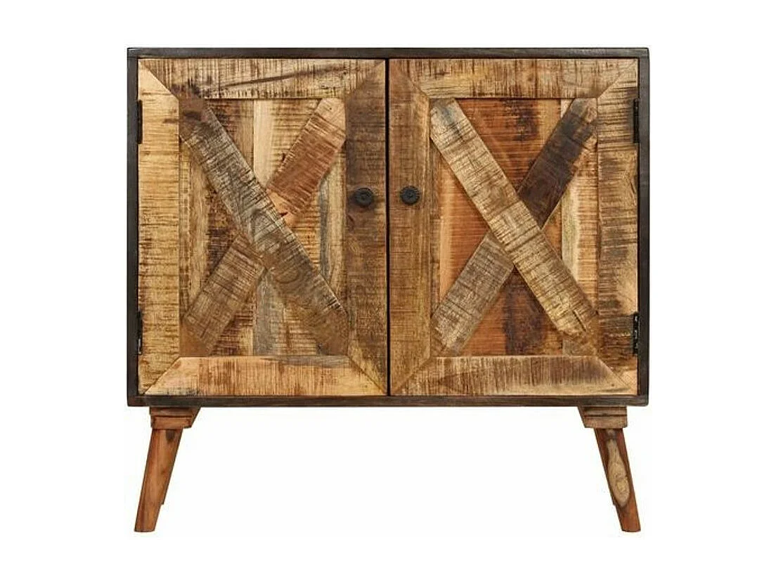 Commode 2 portes manguier massif clair et foncé Induka