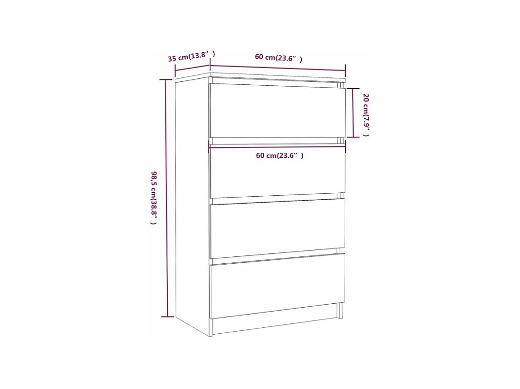 Commode haute 4 tiroirs en bois Agency - Fonctionnalité à votre service-Couleur Noyer