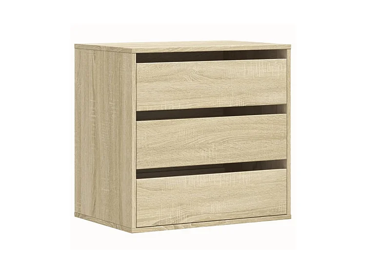 Petite commode 3 tiroirs Basko 60cm - Fonctionnelle pour petit espace-Couleur Chêne clair
