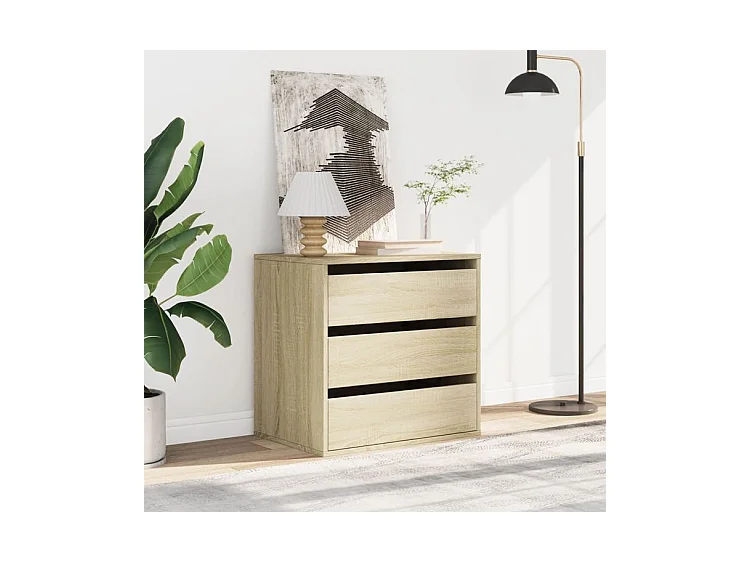 Petite commode 3 tiroirs Basko 60cm - Fonctionnelle pour petit espace-Couleur Chêne clair