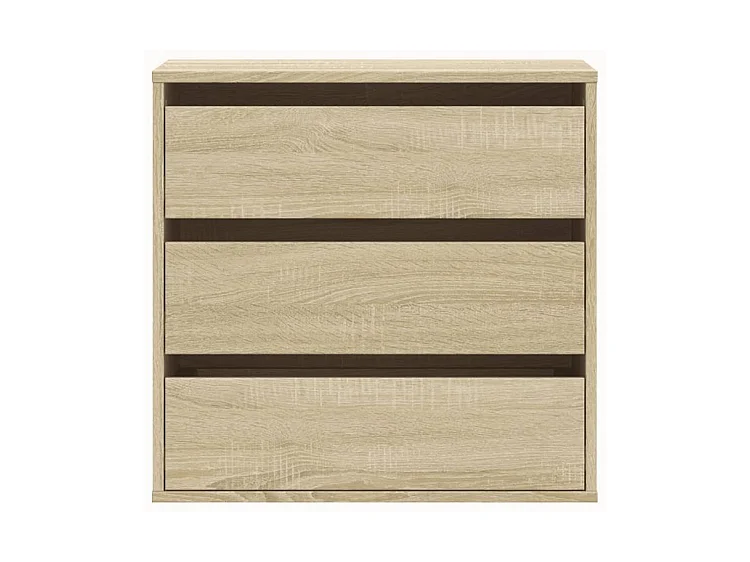 Petite commode 3 tiroirs Basko 60cm - Fonctionnelle pour petit espace-Couleur Chêne clair
