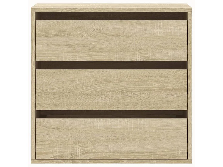 Petite commode 3 tiroirs Basko 60cm - Fonctionnelle pour petit espace-Couleur Chêne clair