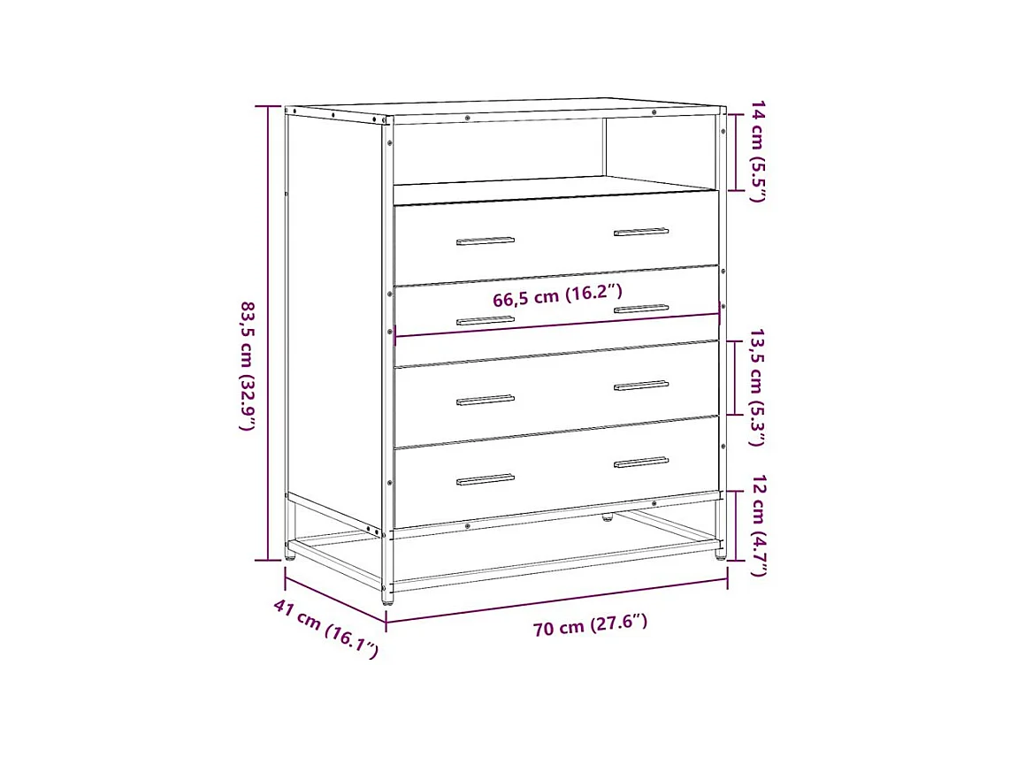 Commode noir 70x41x70 bois d'ingénierie