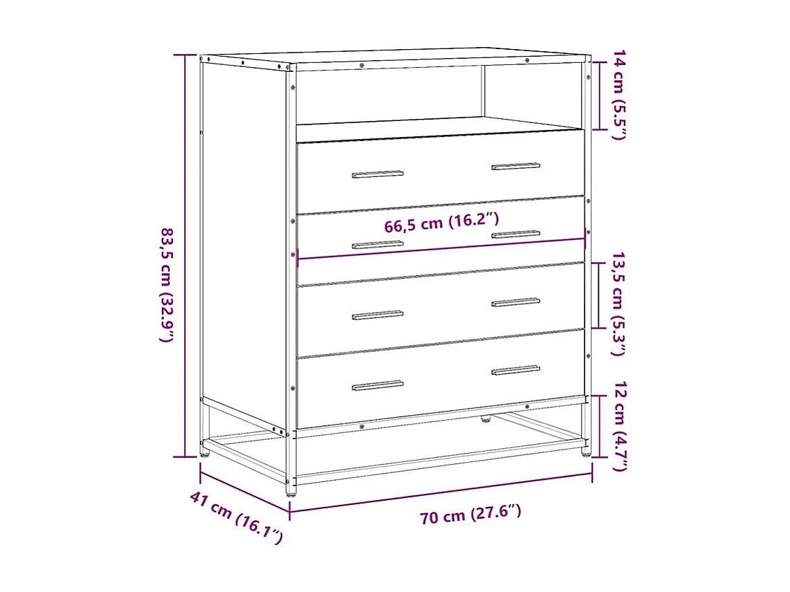 Commode noir 70x41x70 bois d'ingénierie