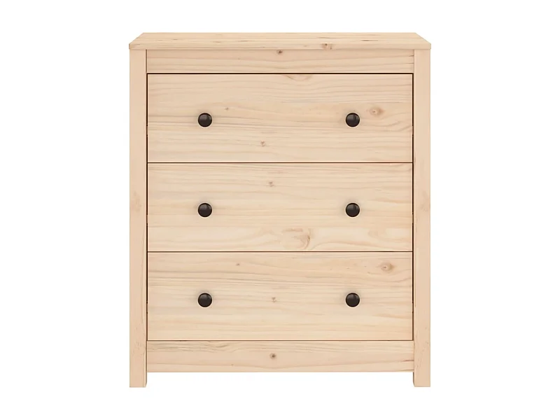 Commode 3 tiroirs en pin massif – Collection Aloska-Couleur Naturel