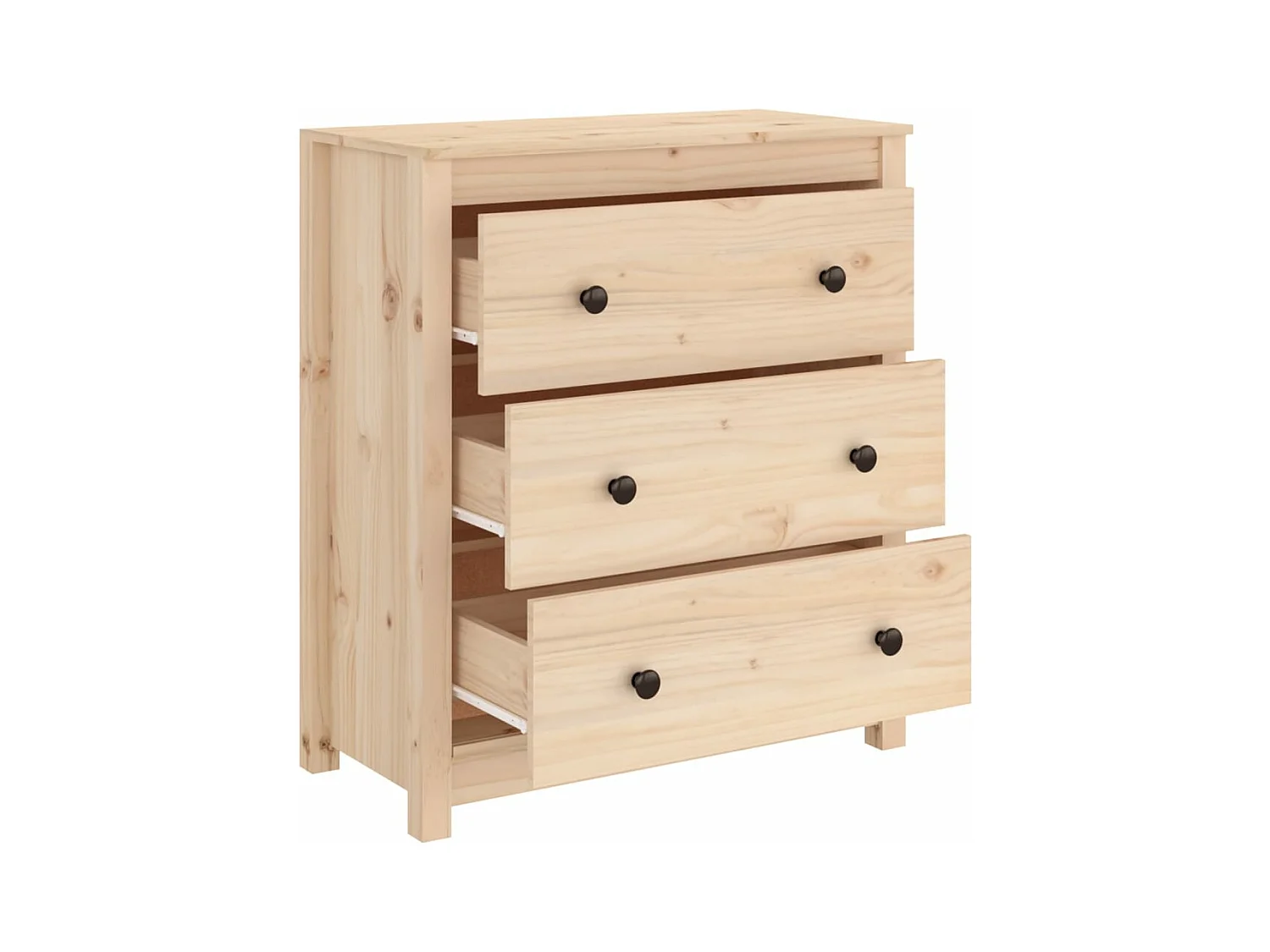 Commode 3 tiroirs en pin massif – Collection Aloska-Couleur Naturel