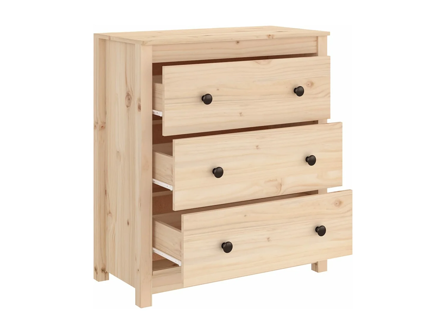 Commode 3 tiroirs en pin massif – Collection Aloska-Couleur Naturel