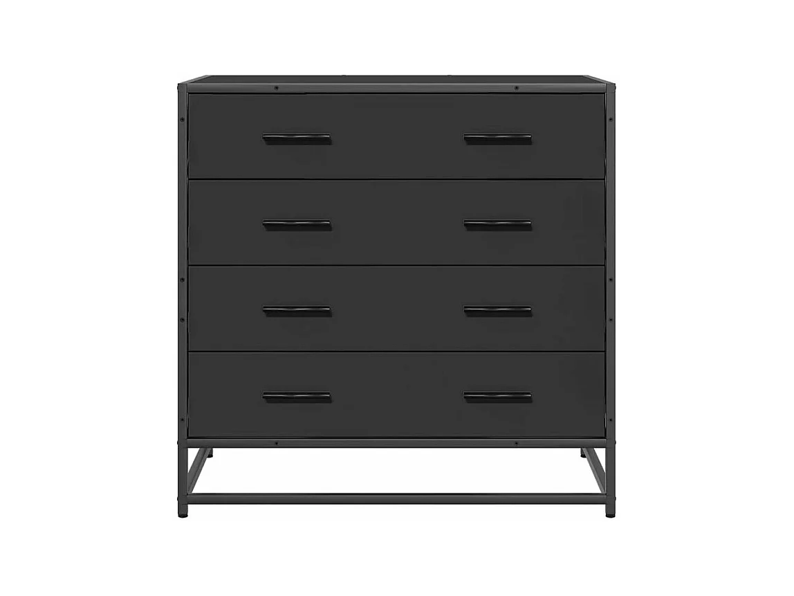 Commode 4 tiroirs Dovany L70xH70xP41 - Bois et métal-Couleur Noir
