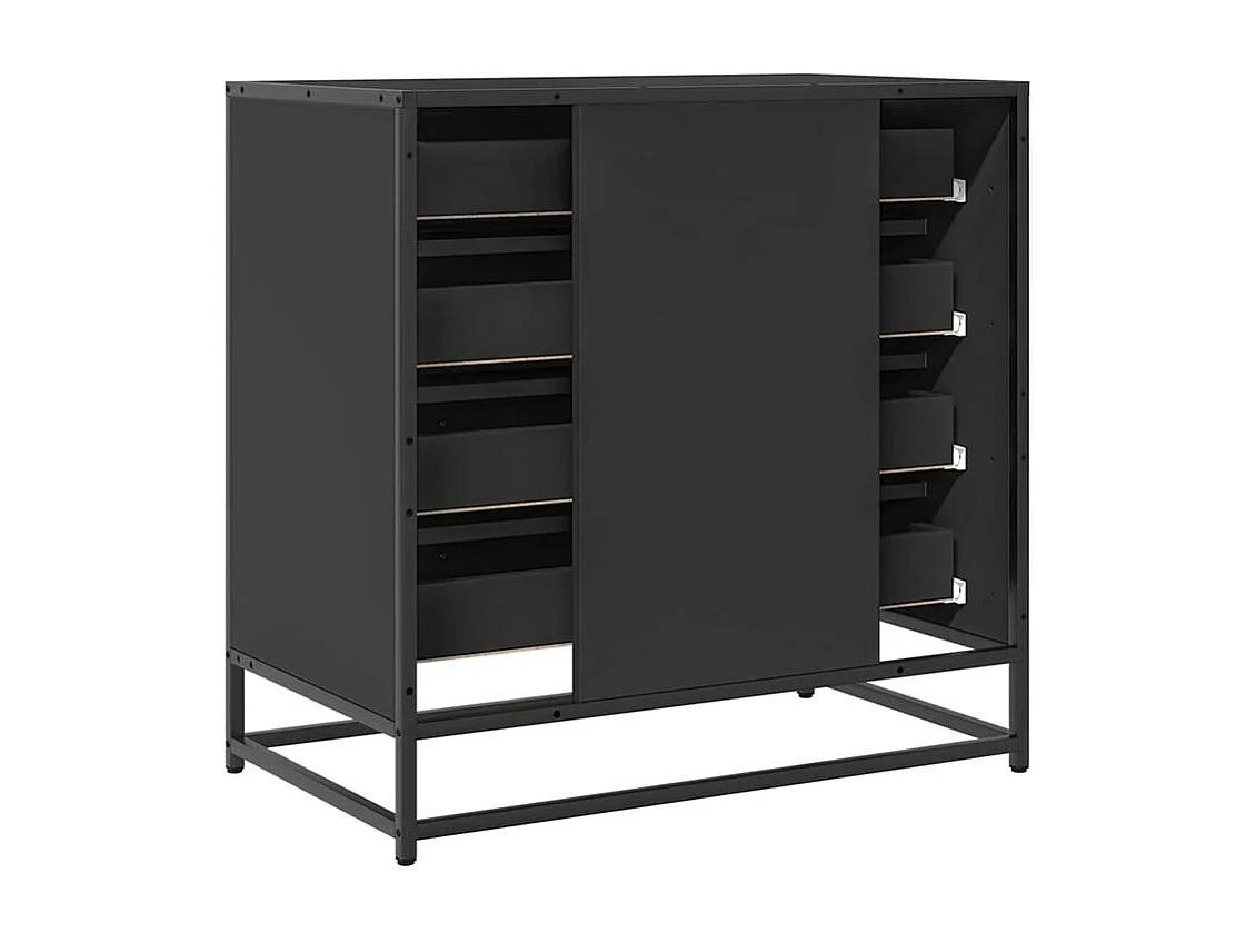 Commode 4 tiroirs Dovany L70xH70xP41 - Bois et métal-Couleur Noir