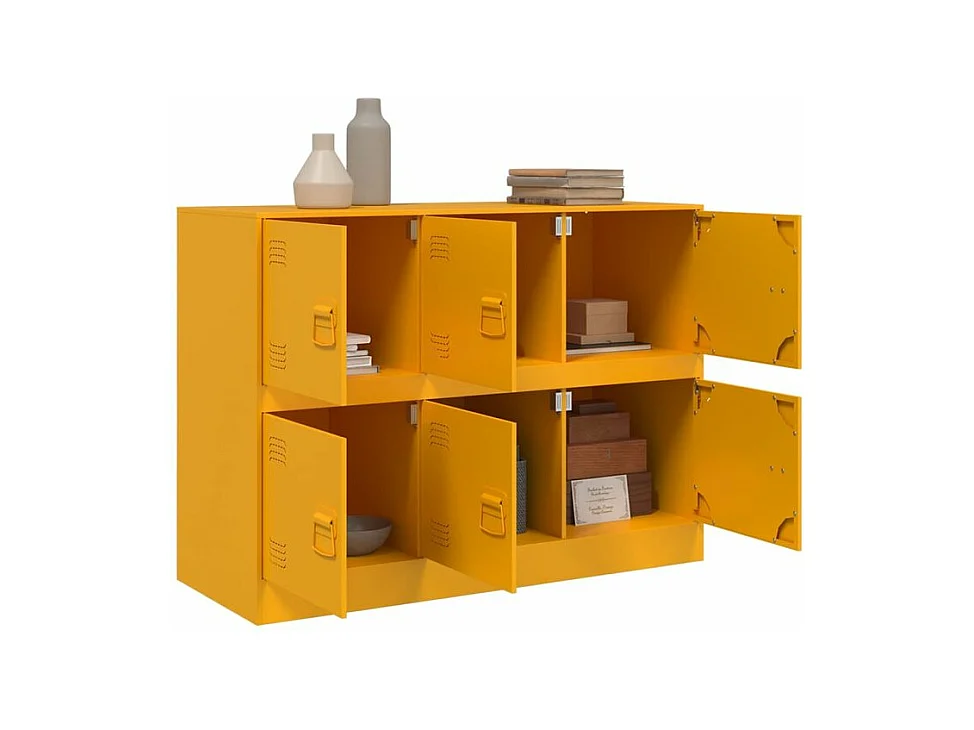 Commode à 6 casiers en acier Klavin 99cm - Style industriel-Couleur Jaune curry