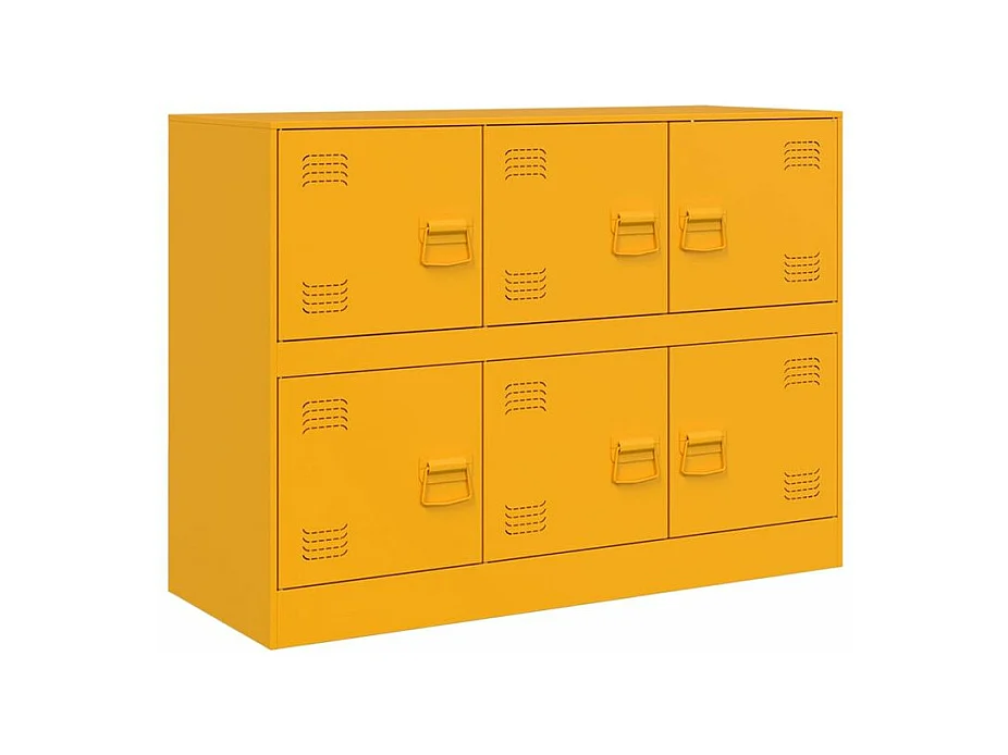 Commode à 6 casiers en acier Klavin 99cm - Style industriel-Couleur Jaune curry