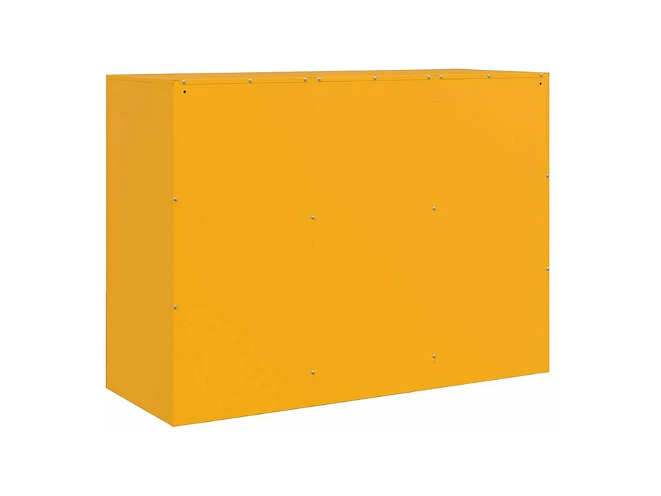 Commode à 6 casiers en acier Klavin 99cm - Style industriel-Couleur Jaune curry