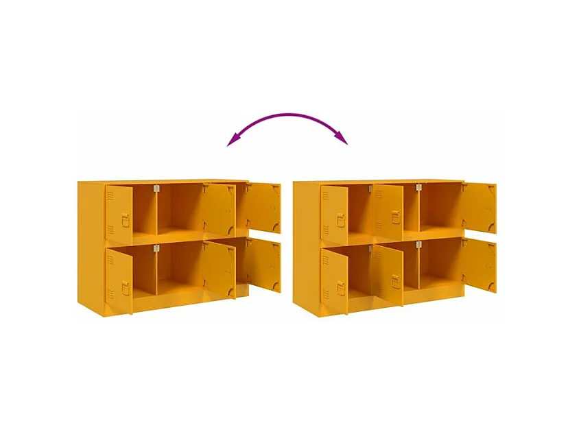 Commode à 6 casiers en acier Klavin 99cm - Style industriel-Couleur Jaune curry