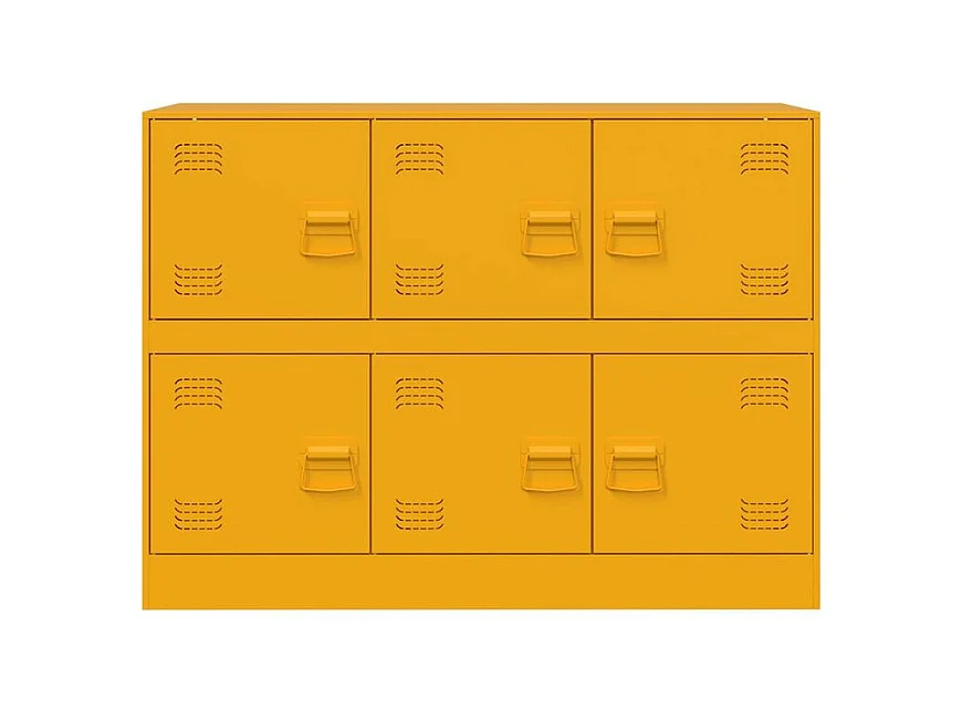 Commode à 6 casiers en acier Klavin 99cm - Style industriel-Couleur Jaune curry