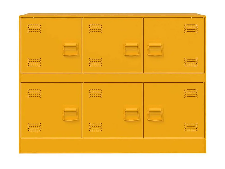 Commode à 6 casiers en acier Klavin 99cm - Style industriel-Couleur Jaune curry