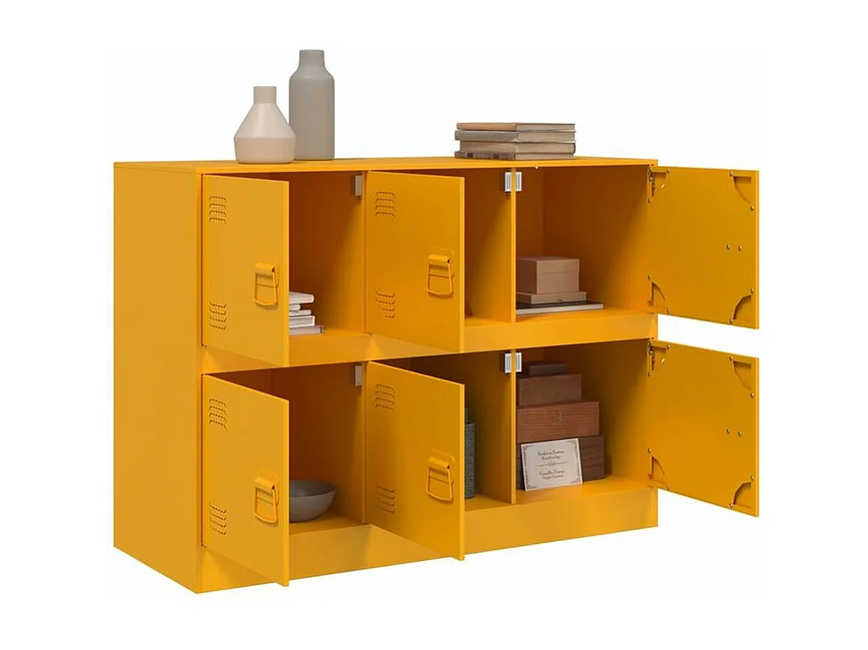 Commode à 6 casiers en acier Klavin 99cm - Style industriel-Couleur Jaune curry