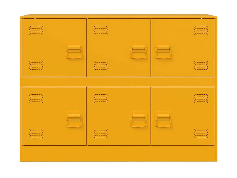Commode à 6 casiers en acier Klavin 99cm - Style industriel-Couleur Jaune curry