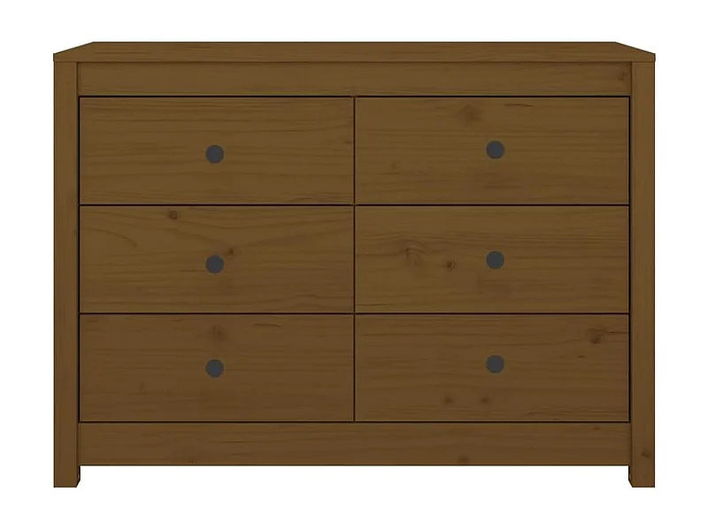 Commode 6 tiroirs en bois de pin massif 100cm – Collection Kaskita-Couleur Marron