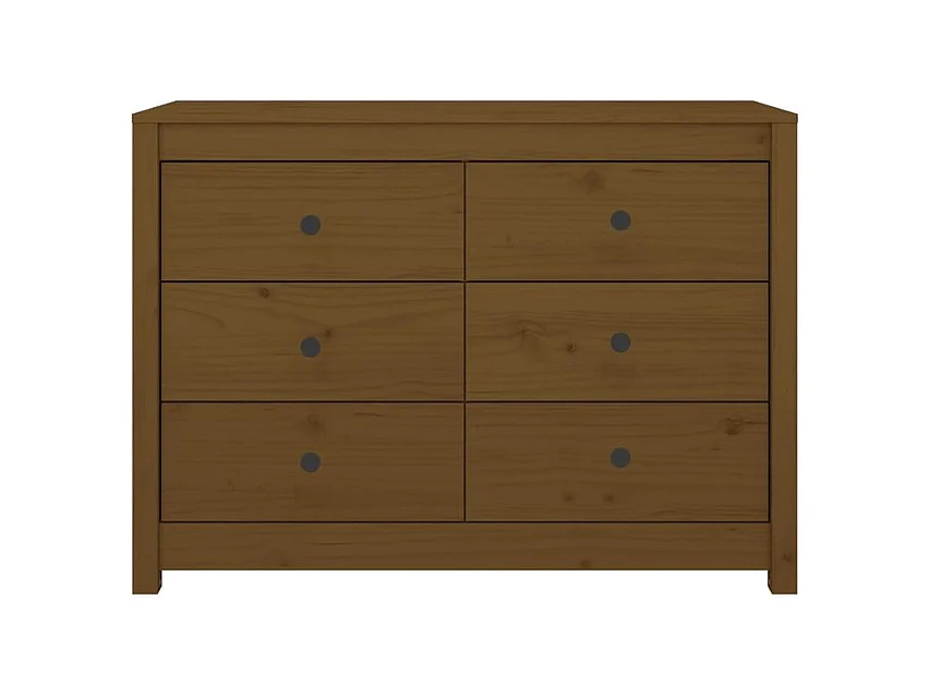 Commode 6 tiroirs en bois de pin massif 100cm – Collection Kaskita-Couleur Marron