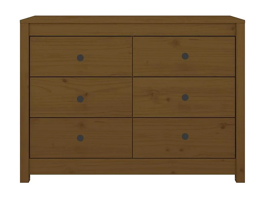Commode 6 tiroirs en bois de pin massif 100cm – Collection Kaskita-Couleur Marron