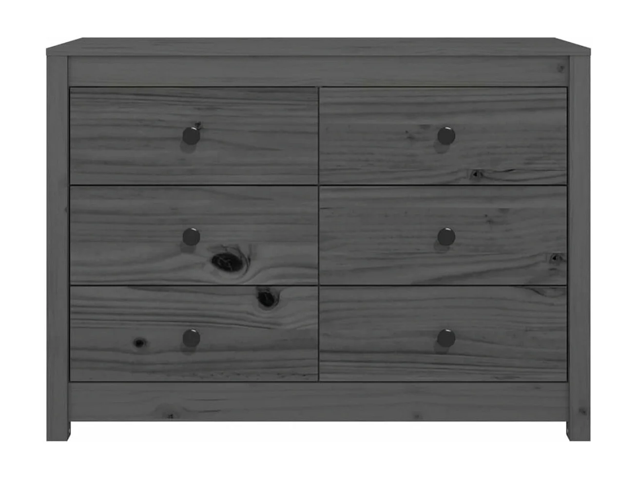 Commode 6 tiroirs en bois de pin massif 100cm – Collection Kaskita-Couleur Marron