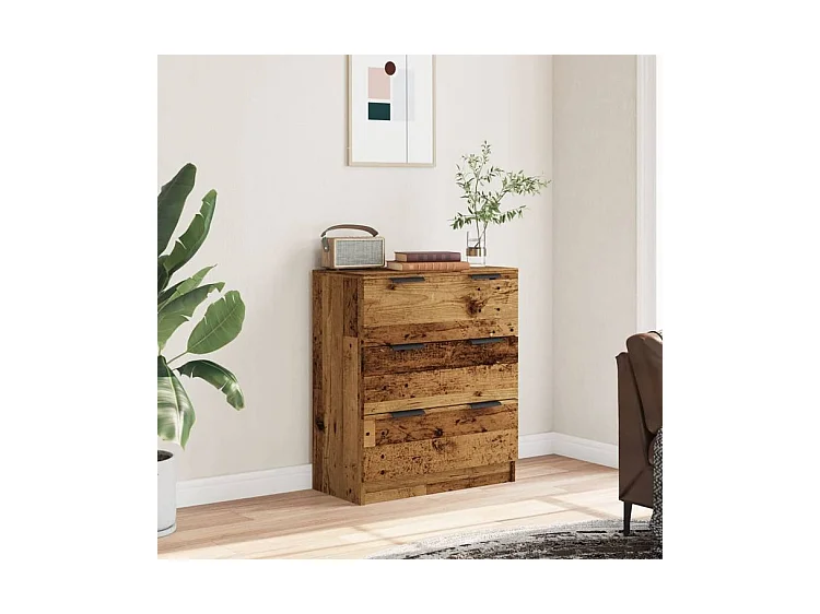 Commode 3 tiroirs moderne Karona 60cm - Choix raffiné pour un rangement efficace-Couleur Marron noisette