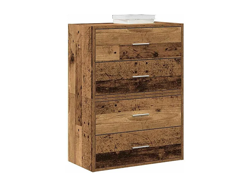 Armoires avec 2 tiroirs 2 pcs vieux bois bois d'ingénierie