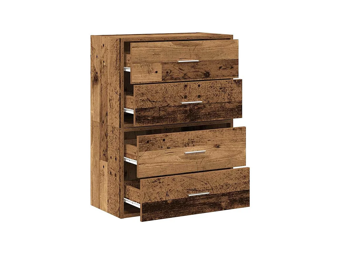 Armoires avec 2 tiroirs 2 pcs vieux bois bois d'ingénierie