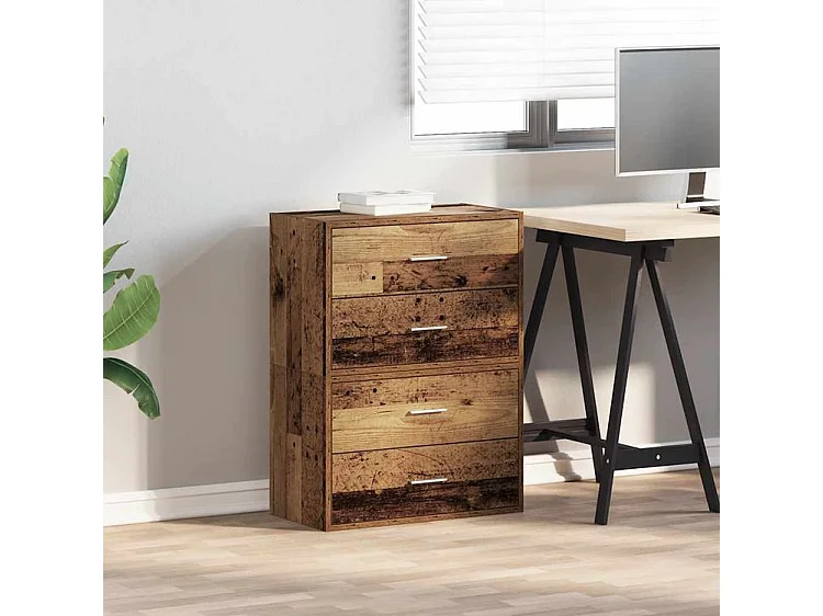 Armoires avec 2 tiroirs 2 pcs vieux bois bois d'ingénierie