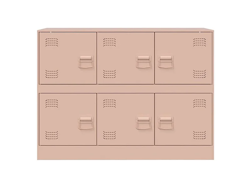 Commode à 6 casiers en acier Klavin 99cm - Style industriel-Couleur Rose clair