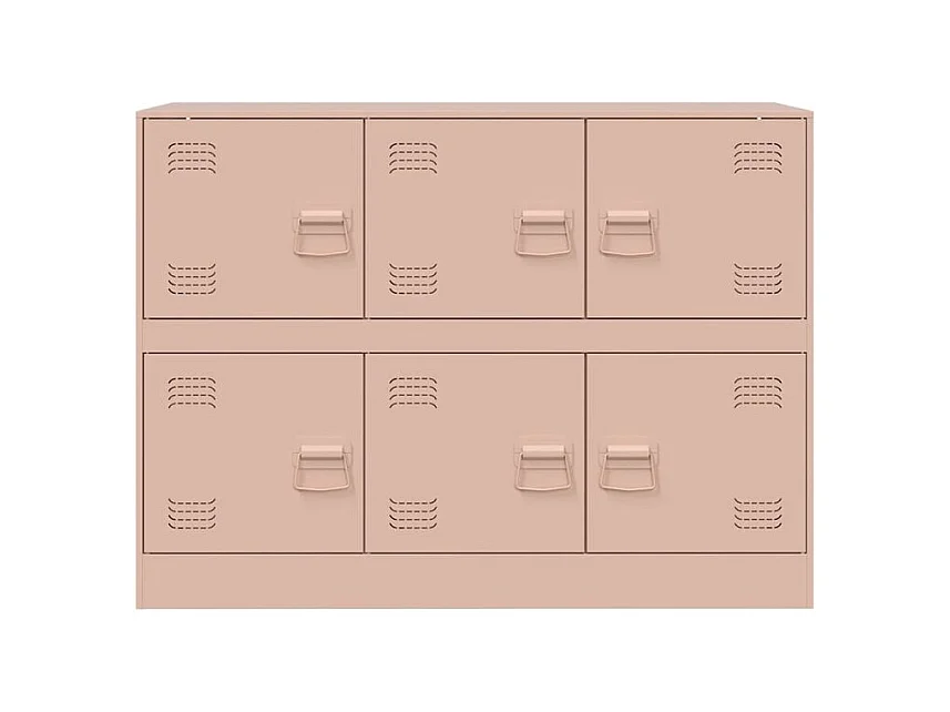 Commode à 6 casiers en acier Klavin 99cm - Style industriel-Couleur Rose clair