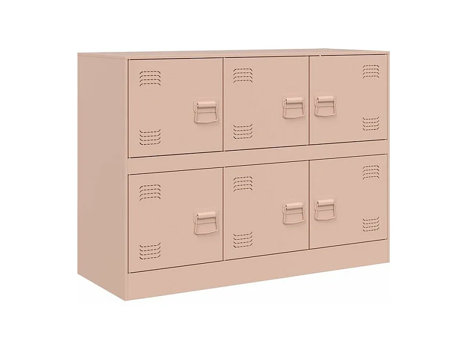 Commode à 6 casiers en acier Klavin 99cm - Style industriel-Couleur Rose clair