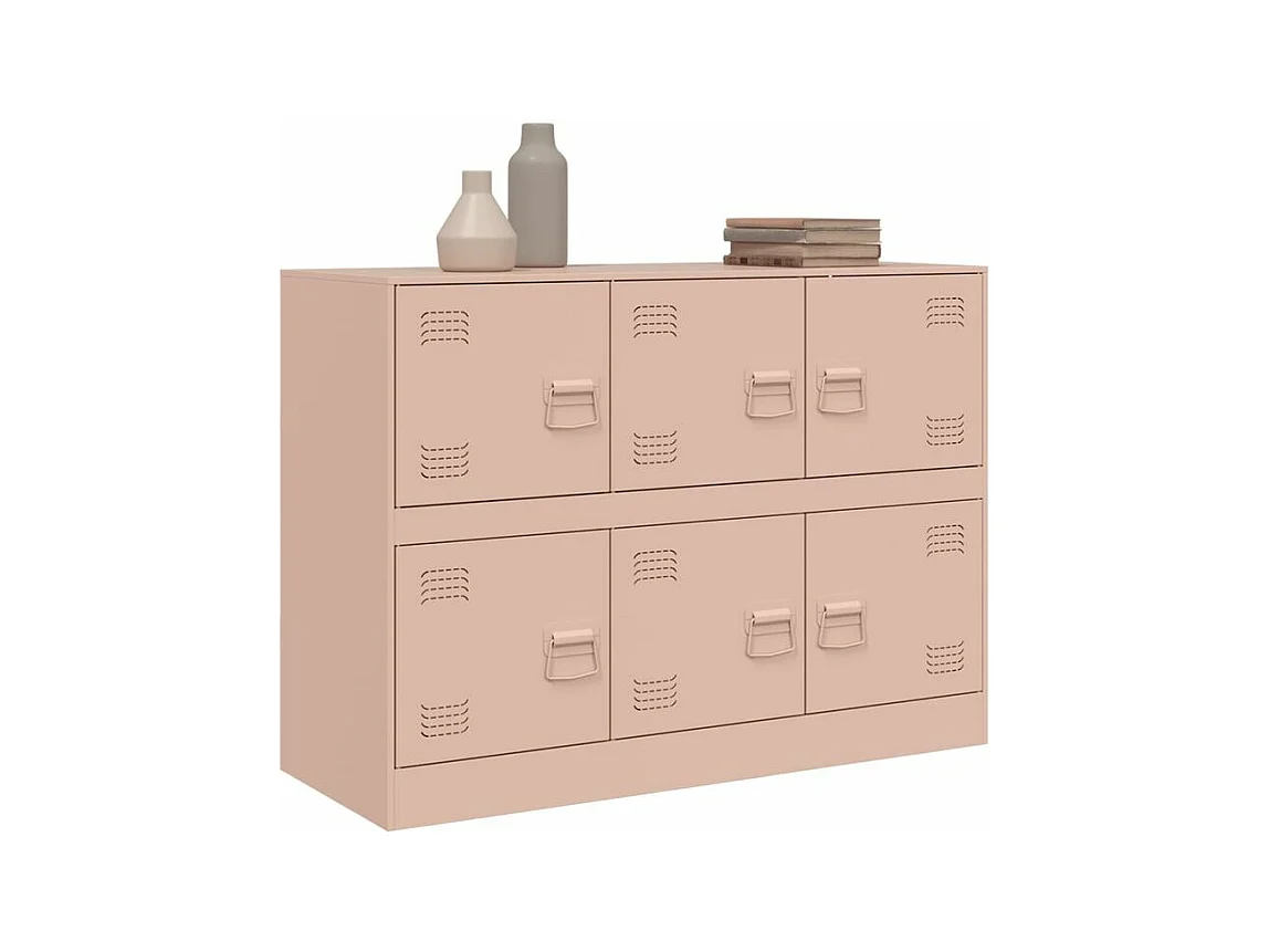 Commode à 6 casiers en acier Klavin 99cm - Style industriel-Couleur Rose clair