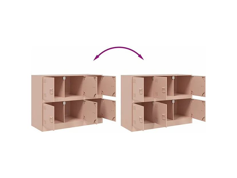 Commode à 6 casiers en acier Klavin 99cm - Style industriel-Couleur Rose clair