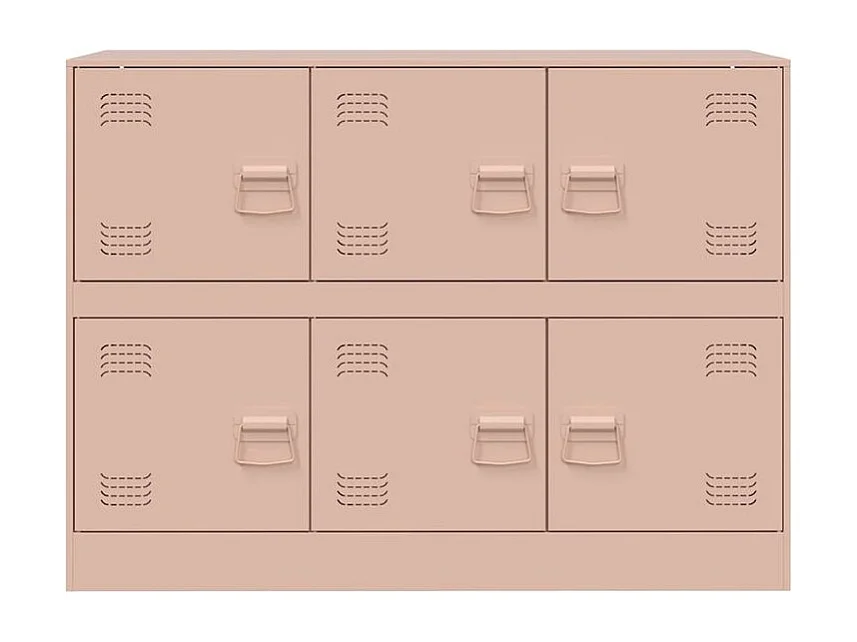 Commode à 6 casiers en acier Klavin 99cm - Style industriel-Couleur Rose clair