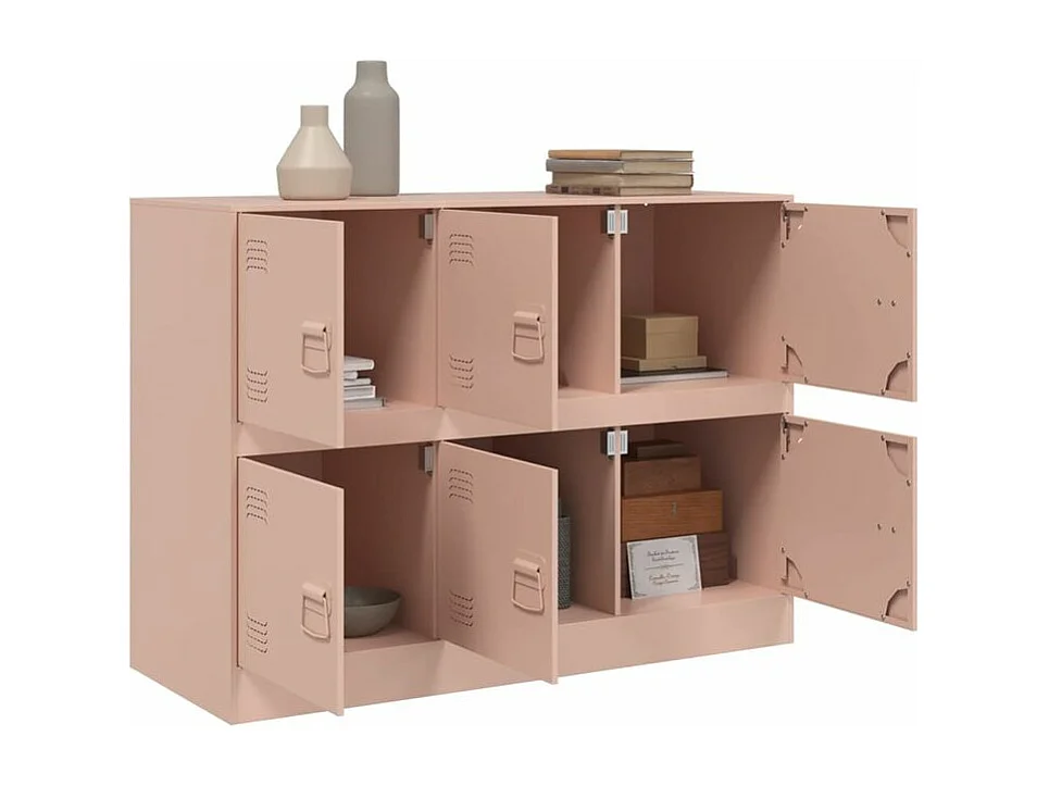 Commode à 6 casiers en acier Klavin 99cm - Style industriel-Couleur Rose clair