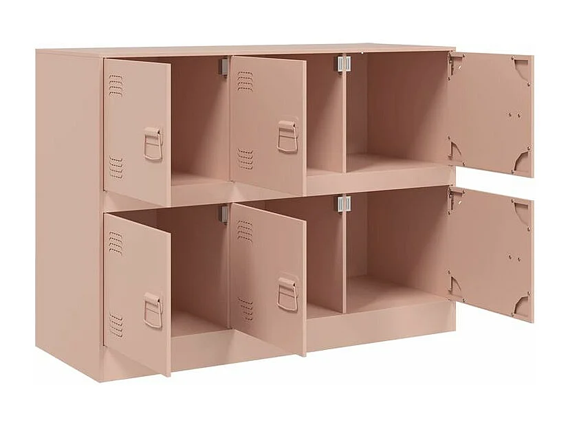 Commode à 6 casiers en acier Klavin 99cm - Style industriel-Couleur Rose clair